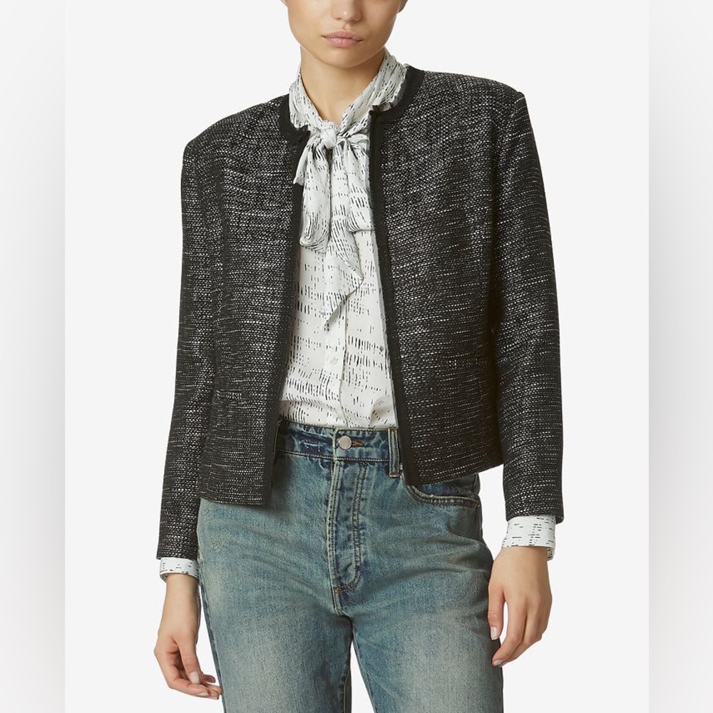 Avec Les Filles Blazer Size XS Black & White Tweed